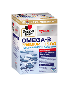 Doppelherz system Omega-3 Premium 1500 Herz+Gehirn+Abwehr (80)