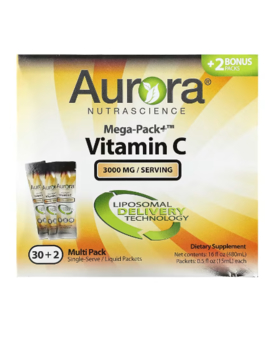 Aurora Nutrascience, Mega-Pack+ Vitamin C, 3.000 mg, 32 Päckchen, je 15 ml (0,5 fl. oz.)