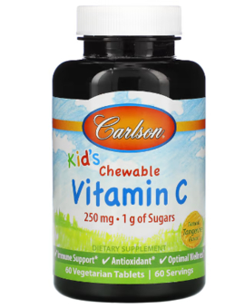 Carlson Labs, Kid's, Vitamin C, 250 mg, 60 vegetarische Tabletten