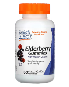 Doctor's Best, Elderberry Gummies with Vitamin C & Zink, 60 Fruchtgummis